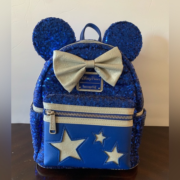 Disney Parks Loungefly Sequined Mini Backpack Wishes Come True Blue New main image 7
